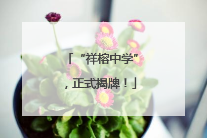 “祥榕中学”，正式揭牌！