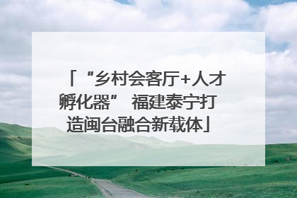 “乡村会客厅+人才孵化器” 福建泰宁打造闽台融合新载体