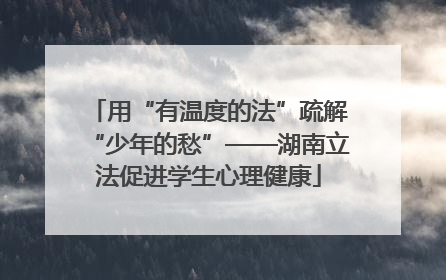 用“有温度的法”疏解“少年的愁”——湖南立法促进学生心理健康