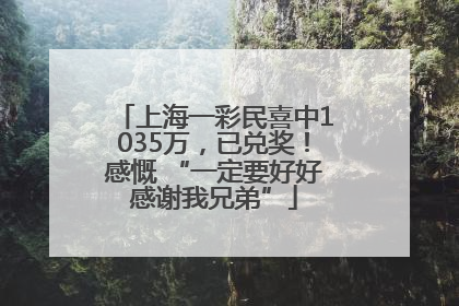上海一彩民喜中1035万，已兑奖！感慨 “一定要好好感谢我兄弟”