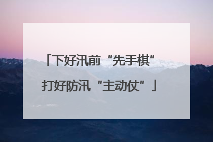 下好汛前“先手棋” 打好防汛“主动仗”