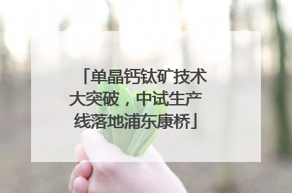 单晶钙钛矿技术大突破，中试生产线落地浦东康桥