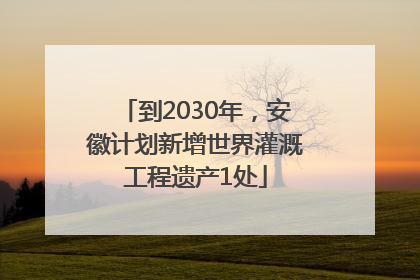 到2030年，安徽计划新增世界灌溉工程遗产1处