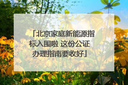 北京家庭新能源指标入围啦 这份公证办理指南要收好