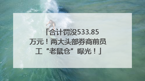 合计罚没533.85万元！两大头部券商前员工“老鼠仓”曝光！