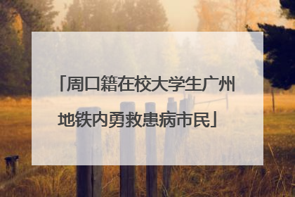 周口籍在校大学生广州地铁内勇救患病市民