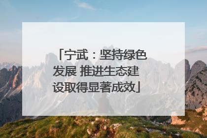 宁武：坚持绿色发展 推进生态建设取得显著成效