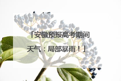 安徽预报高考期间天气：局部暴雨！
