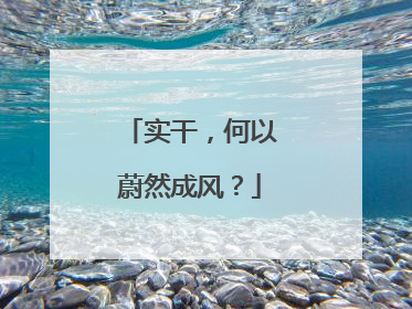 实干，何以蔚然成风？