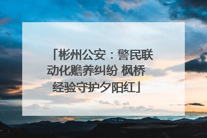 彬州公安：警民联动化赡养纠纷 枫桥经验守护夕阳红