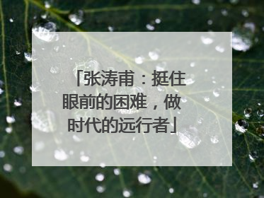 张涛甫：挺住眼前的困难，做时代的远行者