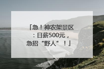 急！神农架景区：日薪500元，急招“野人”！