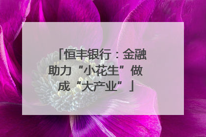 恒丰银行：金融助力“小花生”做成“大产业”
