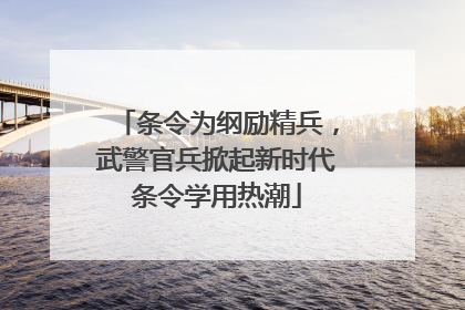 条令为纲励精兵，武警官兵掀起新时代条令学用热潮