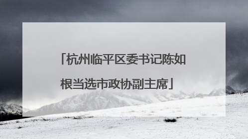 杭州临平区委书记陈如根当选市政协副主席