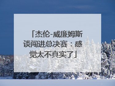 杰伦-威廉姆斯谈闯进总决赛：感觉太不真实了