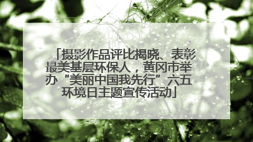 摄影作品评比揭晓、表彰最美基层环保人，黄冈市举办“美丽中国我先行”六五环境日主题宣传活动