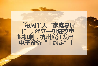 每周半天“家庭息屏日”，建立手机进校申报机制，杭州滨江发出电子设备“十约定”