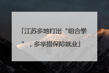 江苏多地打出“组合拳”，多举措保障就业