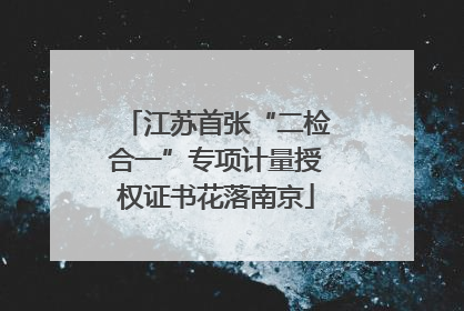 江苏首张“二检合一”专项计量授权证书花落南京