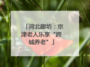 河北廊坊：京津老人乐享“跨城养老”