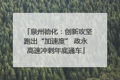 泉州德化：创新攻坚跑出“加速度” 政永高速冲刺年底通车