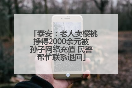泰安：老人卖樱桃挣得2000余元被孙子网络充值 民警帮忙联系退回
