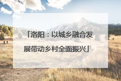 洛阳：以城乡融合发展带动乡村全面振兴