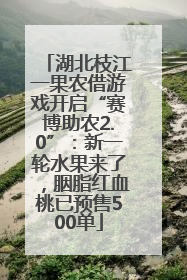 湖北枝江一果农借游戏开启“赛博助农2.0”：新一轮水果来了，胭脂红血桃已预售500单