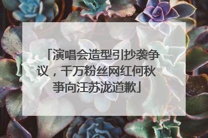 演唱会造型引抄袭争议，千万粉丝网红何秋亊向汪苏泷道歉