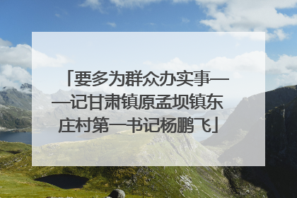 要多为群众办实事——记甘肃镇原孟坝镇东庄村第一书记杨鹏飞