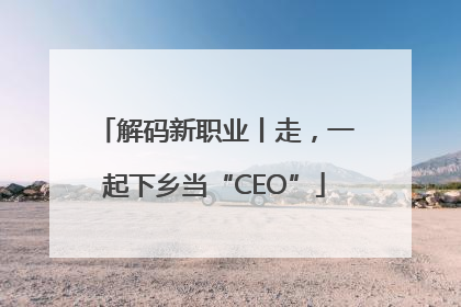 解码新职业丨走，一起下乡当“CEO”