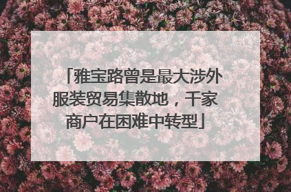 雅宝路曾是最大涉外服装贸易集散地，千家商户在困难中转型