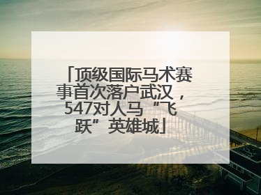 顶级国际马术赛事首次落户武汉，547对人马“飞跃”英雄城