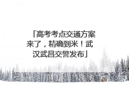 高考考点交通方案来了，精确到米！武汉武昌交警发布