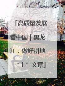 高质量发展看中国｜黑龙江：做好耕地“土”文章