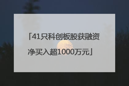 41只科创板股获融资净买入超1000万元